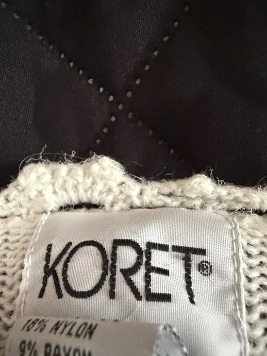 Vintage 80s/90s Koret Ivory Sweater 3D Floral Pearl Bead Embroidery Sz M - Picture 2 of 12